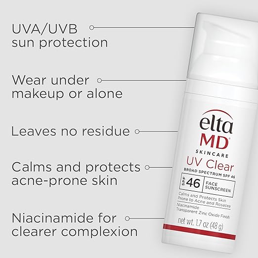 EltaMD UV Clear Face Sunscreen SPF 46, Oil Free Sunscreen with Zinc Oxide