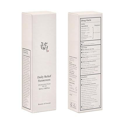 Beauty of Joseon Daily Relief Sunscreen for face Sun moisturizing with Broad Spectrum SPF 40