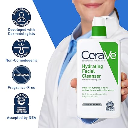 CeraVe Hydrating Facial Cleanser | Moisturizing Face Wash For Dry Skin